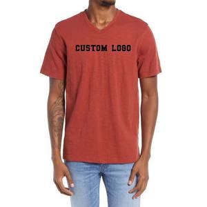 OEM personalizado cuello en V camisetas algodón poliéster secado rápido Casual en blanco hombres cuello en V camisetas ropa de hombre de talla grande logotipo personalizado - Product Image 6