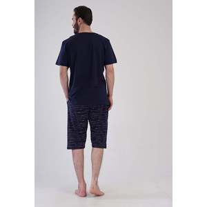 Ensemble de survêtement pour homme CEPLI - Col rond, manches courtes, pantalon capri - Bleu marine - Bleu marine - Product Image 4