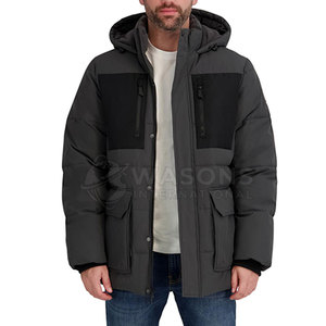Minimalist <b>Men</b> Hooded Puffer Jacket Simple Lightweight Warm Winter Front Logo Clean Style Outerwear 2026 - Product Image 3