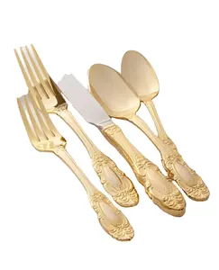家庭酒店餐厅时尚餐具套装金色现代设计黄铜餐具餐具套装勺子叉刀餐具