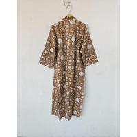 Gaun Tidur Kimono Maxi Unisex Bermotif Bunga India, Bahan Katun 100%, Kerah V, Tali Serut, Cocok untuk Rumah dan Hotel