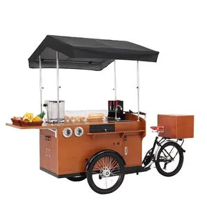 Mobile Tricycle Coffee Vending Cart 500w Electric Coffee Bike With Sink For Selling Coffee