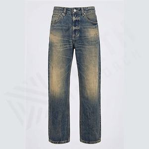 กางเกงยีนส์ผู้ชายคุณภาพสูง สไตล์ฮิปฮอป รุ่นใหม่สำหรับฤดูร้อน ลุควินเทจฟอกสี ทรงตรง สตรีทแฟชั่น สีสั่งทำได้ - Product Image 1