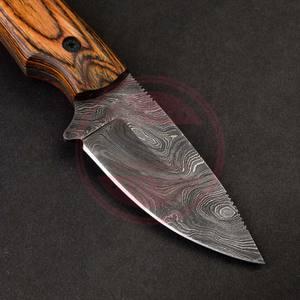 มีดด้ามไม้สกินเนอร์เหล็กดามัสกัสพร้อมกล่องหนัง\ขายส่งมีดสกินเนอร์แบบกําหนดเอง - Product Image 5