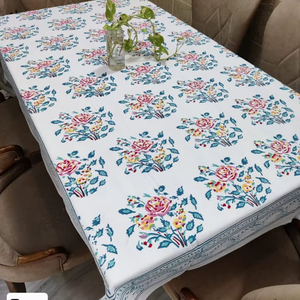 Nappe élégante en 100% coton imprimée à la main, motif floral, artisanal traditionnel, fait à la main, couverture de table élégante - Product Image 1