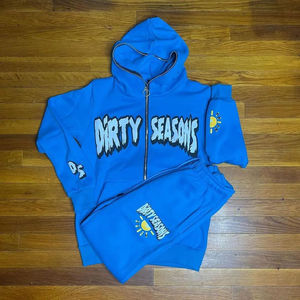 Conjunto Deportivo de Invierno para Hombre, Talla Grande, Estilo Hip Hop, Sudadera con Capucha y Pantalones Jogger Estampados, Ligeros, Cintura Elástica, con Cremallera, Precio de Fábrica al por Mayor - Product Image 3