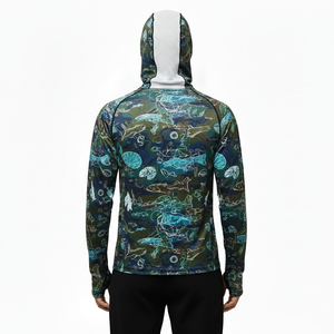 Camiseta de Pesca con Capucha de Secado Rápido UPF50 de Alta Calidad Personalizada OEM, Camiseta Deportiva Transpirable de Manga Larga de Poliéster y Elastano - Product Image 2