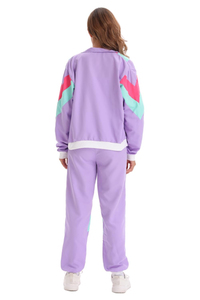 Adjustable and Elastic Waist Women Summer Nylon Reflective Piping Shell <b>Black</b> Windbreaker Zipper Jacket Pants Tracksuit - Product Image 2