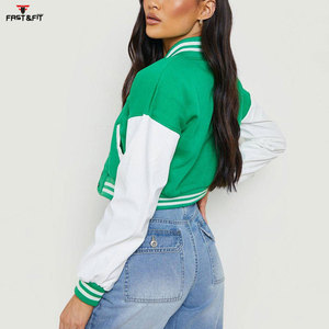 Diseño personalizado de alta calidad señoras recortadas chaqueta de béisbol Top Trend Varsity chaqueta para las mujeres - Product Image 5