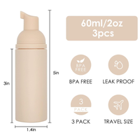 Taille de voyage 60ml/2oz bouteille de pompe à mousse vide distributeur de mousse nue pour savon shampooing nettoyant pour cils conteneur de savon pour les mains en plastique