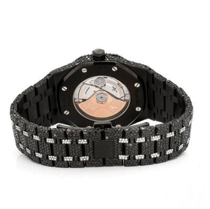 นาฬิกาประดับเพชรสีดำสำหรับผู้ชายนาฬิกาควอทซ์อัตโนมัติประดับเพชรแบบกำหนดเองจัดส่งฟรี - Product Image 4