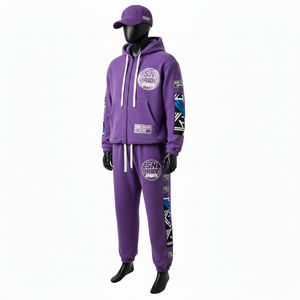 Wholesale Custom Casual Hooded 100% Cotton Fitness Joggers 2 Piece Sets <b>Hoodies</b> Sweat Suits Training Breathable Tracksuit - Product Image 5