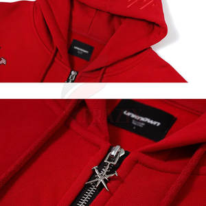 Vêtements de rue sur la taille en gros à capuche mode vêtements homme blanc strass fermeture éclair sweats à capuche - Product Image 3