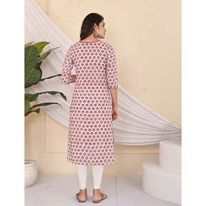 Cotton <b>Block</b> <b>Printed</b> White Butta Jaal Kurti Ethnic Pakistani Dress Indian Salwar Kameez for Daily Wear Party White Cotton Fabric - Product Image 5