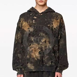 Venta caliente personalizado bajo MOQ desgastado Sudadera con capucha de calidad superior aspecto elegante ropa de calle sudaderas con capucha de mezcla de algodón - Product Image 3