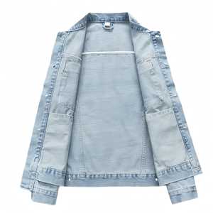 Biểu Tượng Tùy Chỉnh Người Đàn Ông Của Cao Đường Phố Vải Phong Cách Rửa Mùa Đông Thường Xuyên Denim Áo Khoác - Product Image 5