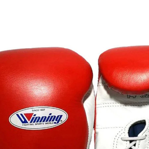 Gants de boxe à lacets Winning Rouge Blanc Noir Cuir véritable Gants d'entraînement de combat professionnels Gants de sparring 8oz 10oz 12oz 14oz 16o - Product Image 6