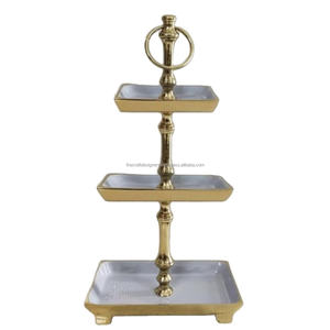 Plateaux et plateaux royaux de style floral petit, moyen et grand, support à gâteau à 3 niveaux, support à gâteau de luxe pour mariage et fêtes déco - Product Image 3