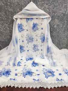 Ensemble de costumes exclusifs pour femmes en faux georgette non cousu, travail de broderie, manches longues, anti-rétrécissement, salwar kameez indien, sari, mariage - Product Image 2