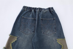 Short en jean pour hommes, avec broderie de vêtements dégradés, impression logo personnalisé, short ample en denim pour hommes - Product Image 4