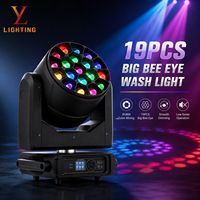 19 pièces Projecteur à tête mobile Big Bee Eye 15W, Projecteur Wash Zoom RGBW 450W, Éclairage de scène DMX à réglage précis 16 bits pour discothèque et concert