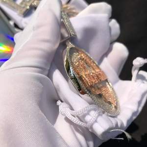 VVS Moissanite Diamond Iced Hip Hop Colgante Blanco Azul Zafiro Joyería Chapado en oro Pases Tester Con Encantadores Encantos - Product Image 3