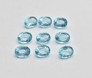 Piedra preciosa suelta creada en laboratorio facetado ovalado aguamarina azul 4x6mm 5x7mm 6x8mm 8x10mm 9x11mm 10x12mm 12X14mm 10x14mm joyería. - Product Image 1