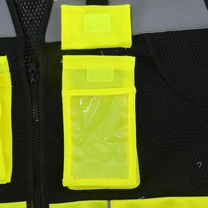 Gilet de sécurité réfléchissant haute visibilité avec logo personnalisé en gros avec vêtements de travail de construction respirants multi-poches pour hommes et femmes - Product Image 4
