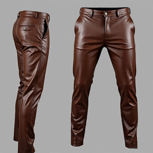 100% cuir véritable vêtements d'extérieur pour hommes coupe régulière pantalon confortable 2025 vente en gros en plein air mode pantalon en cuir de mouton hommes - Product Image 2