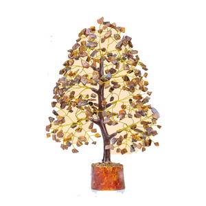 Pierre semi-précieuse naturelle oeil de tigre arbre de pierres précieuses 300 puces arbre de cristal Feng Shui Figurine pour la décoration de la maison - Product Image 4