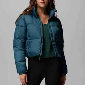 High Quality Wholesale Women's Clothing Short <b>Cropped</b> Zip up Bomber Puffer Winter Ladies <b>Jackets</b> Coats for Women - Product Image 3