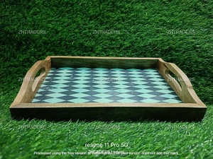 Bandeja LuxeCraft con incrustaciones de madera y resina Fusion, trabajo hecho a mano de hueso para decoración de mesa de comedor de lujo, Ideal para hoteles, hogares y restaurantes - Product Image 6