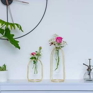 Jarrón de alambre geométrico moderno de muestra gratis, soporte Floral de hierro personalizable para decoración para sala de estar, jarrones de Metal de alta calidad - Product Image 5