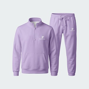 Servicio OEM, Conjunto Deportivo Unisex de Invierno, Casual, Moderno, Cómodo, de Manga Larga, con Cierre de Cremallera de un Cuarto, 100% Algodón Felpa - Product Image 2