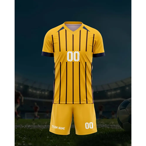 เสื้อฟุตบอลอเมริกันสีเหลือง ตัดเย็บอัตโนมัติ เสื้อฟุตบอลผู้ชาย สกรีนชื่อและหมายเลขได้ สวมใส่สบาย ระบายอากาศได้ดี - Product Image 3