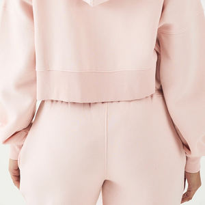 Sweat à capuche avec matière en coton / polyester, design court avec ourlet côtelé et matière douce avec logo personnalisable pour la vente en gros - Product Image 6