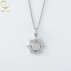 Collar de diamantes de moissanita de corte redondo de moda de alta calidad para mujer para boda-Colgantes y dijes finos - Product Image 2