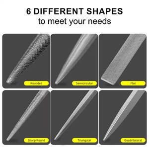 Harga Pabrik DIY Set Kikir Baja Karbon Tinggi Swiss Berkualitas Tinggi Bentuk Bulat Persegi Alat Pembuat Perhiasan Emas Bergetar Berlian 6pcs 140mm - Product Image 2