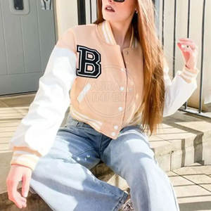 Uso al aire libre Crop Letterman Jacket Venta al por mayor Crop Letterman Jacket Venta caliente Crop Letterman Jacket - Product Image 4