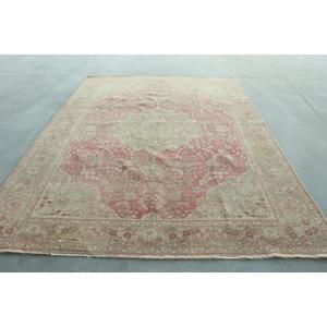 พรมวินเทจสไตล์ตุรกี ขนาด 7.9x11.3 ฟุต พรมขนาดใหญ่พิเศษ พรมลายนามธรรมสีชมพู - Product Image 1