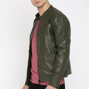 Veste en cuir décontractée pour hommes, vêtements de mode d'hiver avec col montant et fermeture à glissière, vente en gros - Product Image 2