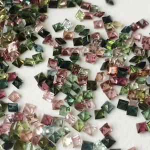 Piedra de turmalina natural multifacética de 2 mm, forma cuadrada, turmalina de alta calidad, piedra preciosa suelta para joyería a precio de mercado mayorista. - Product Image 2