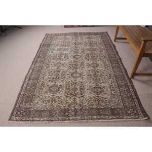 พรมตุรกีวินเทจ ขนาด 5.2x7.9 ฟุต สีน้ำตาลลายจุด ทำจากขนสัตว์ - Product Image 3