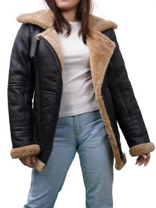 Chaquetas de piel de cuero genuino Chaquetas de cuero de piel de oveja originales de alta calidad Diseño personalizado Chaqueta de motocicleta de Invierno para mujer - Product Image 2