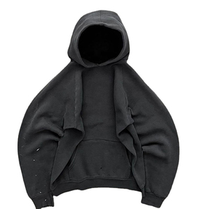 Sweat à capuche homme en molleton de coton épais 440 g/m² style vintage vieilli, coupe oversize, délavé à l'acide, personnalisable avec broderie – Vente en gros - Product Image 4