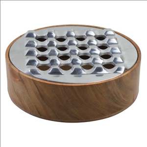 Base en bois tendance la plus vendue avec couvercle en métal argenté conteneur de boîte à cendres pour la maison dessus de table fumer utiliser cendrier attrape-cendres - Product Image 1