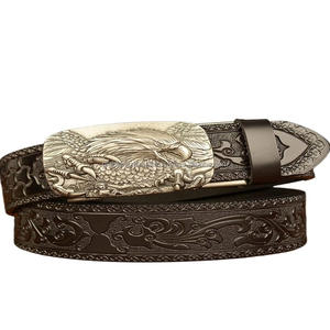 Long Lasting Durable Hand Carved Embossing Western <b>Leather</b> <b>Tooling</b> <b>Belt</b> for Unisex with Luxury Eagle Engraved Automatic Buckle - Product Image 5