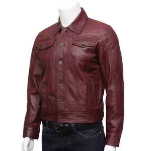Custom New Arrival Vintage Style <b>Genuine</b> Leather Casual Wear Cotton <b>Nylon</b> Zipper Closure Windproof Men Leather jacket - Product Image 1