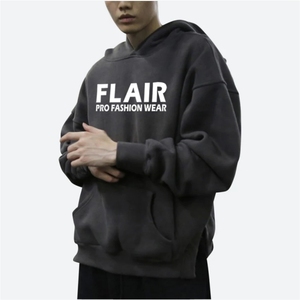 Sweat à capuche oversize pour homme de qualité supérieure, 100 % coton mélangé, brodé, à épaules tombantes, grammage lourd, pour l'hiver - Product Image 2