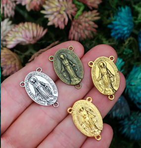 맞춤형 도매 기적의 메달 로사리오 센터피스 22x14mm - 실버, 브론즈, 골드 색상으로 제공 - Product Image 2